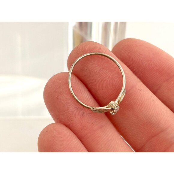 Dainty Double Lead & Gemstone 925 Sterling Silver Vintage Ring - sz 6.5 - Picture 6 of 9